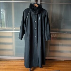 📼Gorgeous Me-Jay Montreal Vintage Full Length Wool/Fur/Leather Teal Coat - 7-8